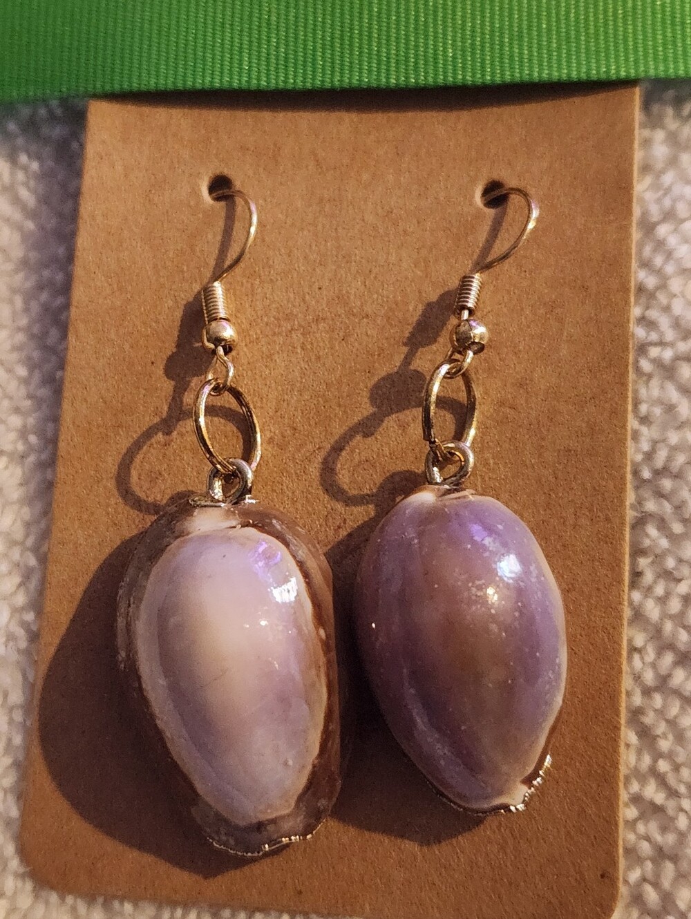 Shell Earrings Gold Trim